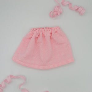 Pink checkered knit Doll Skirt - RTS