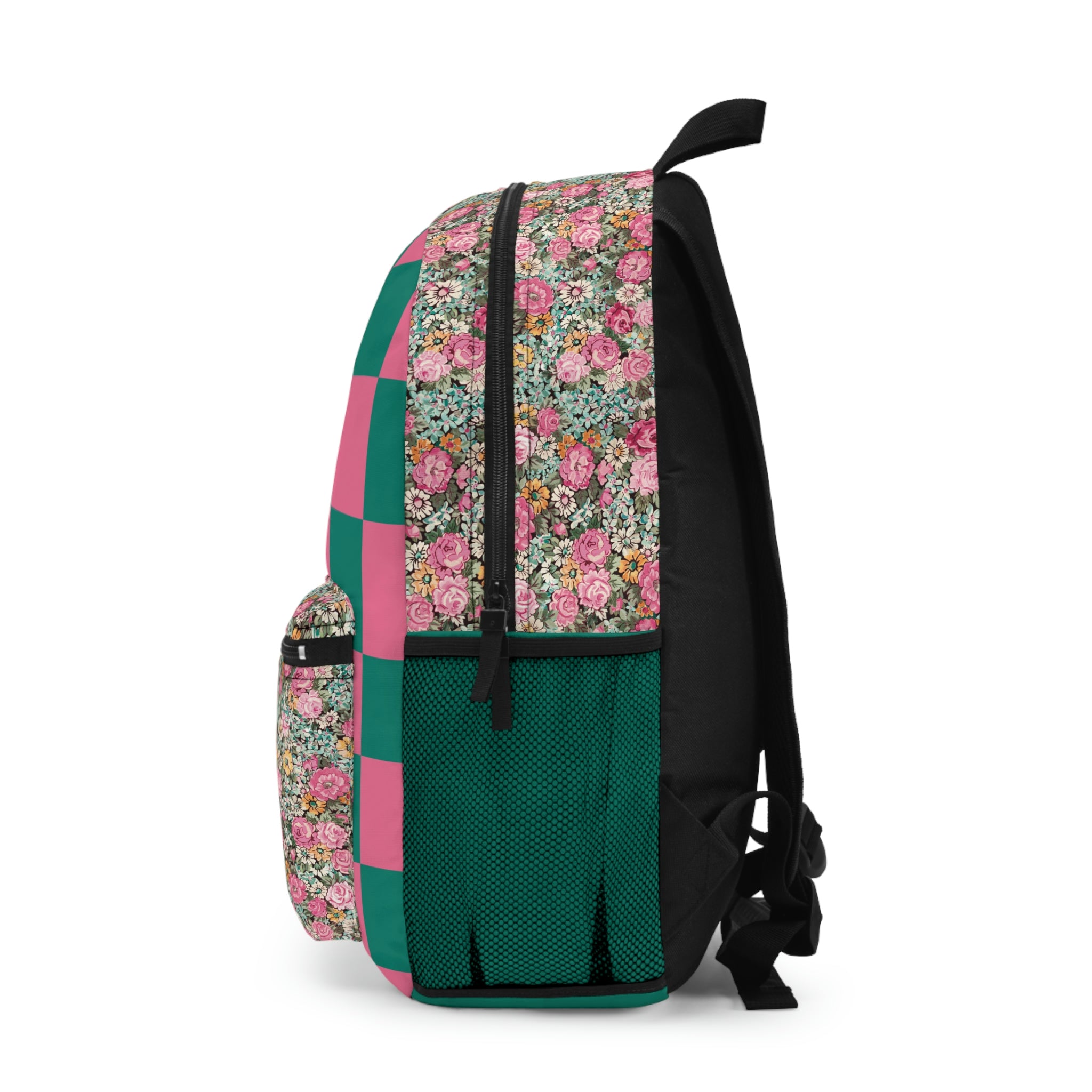 Backpack / bright pink vintage floral