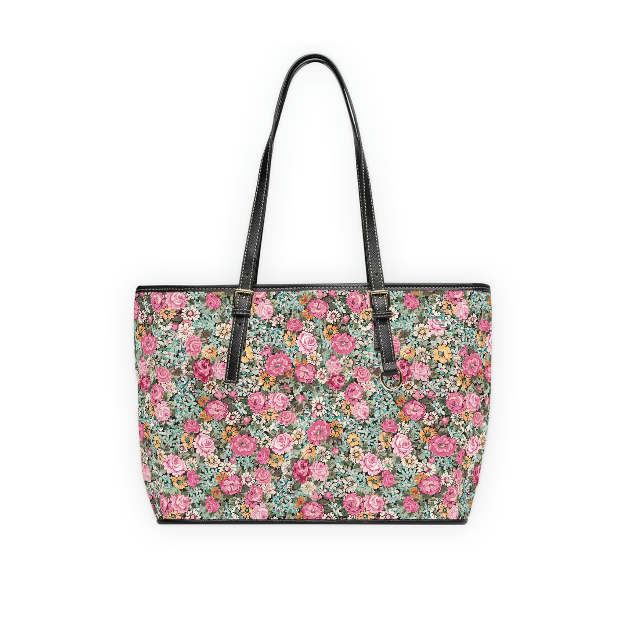 PU Leather Shoulder Bag / Bright Pink Vintage Floral
