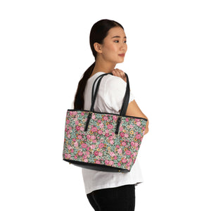 PU Leather Shoulder Bag / Bright Pink Vintage Floral