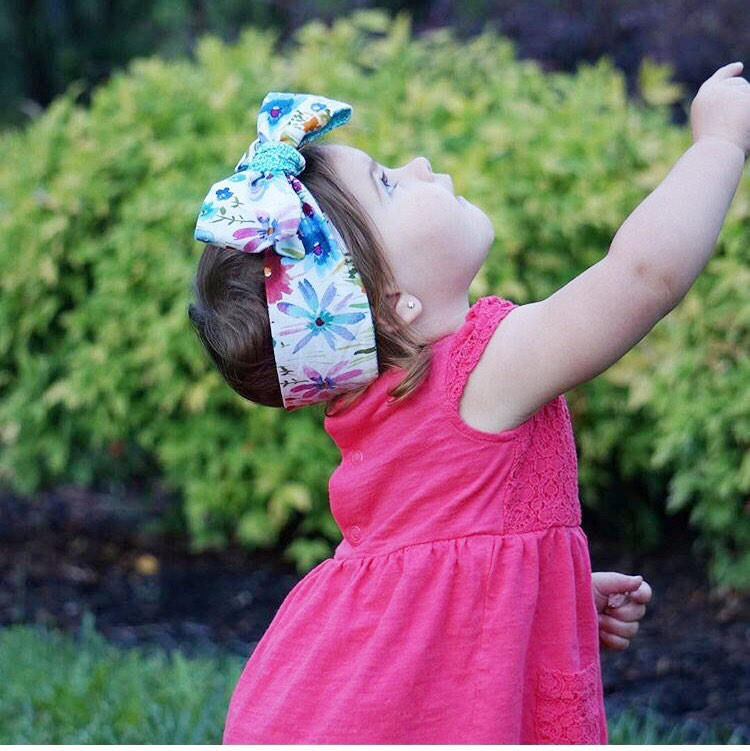 Watercolor painting & turquoise floral headwrap