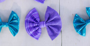 Purple seersuck bow stripe and solid half