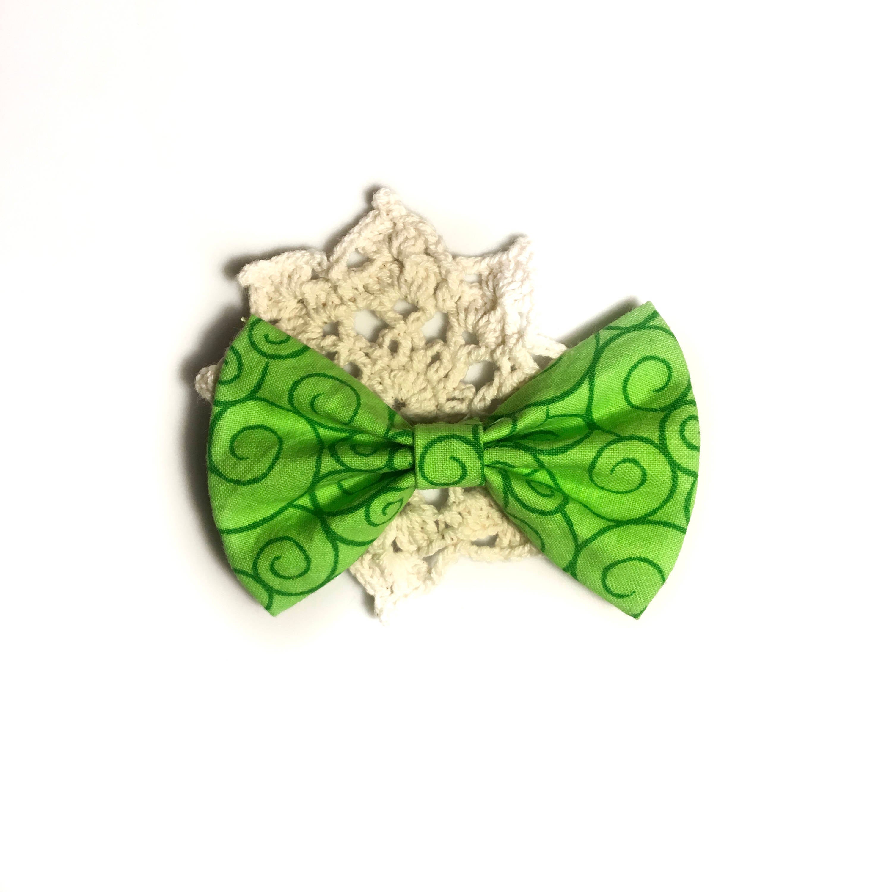 vintage green swirl bow or bow tie