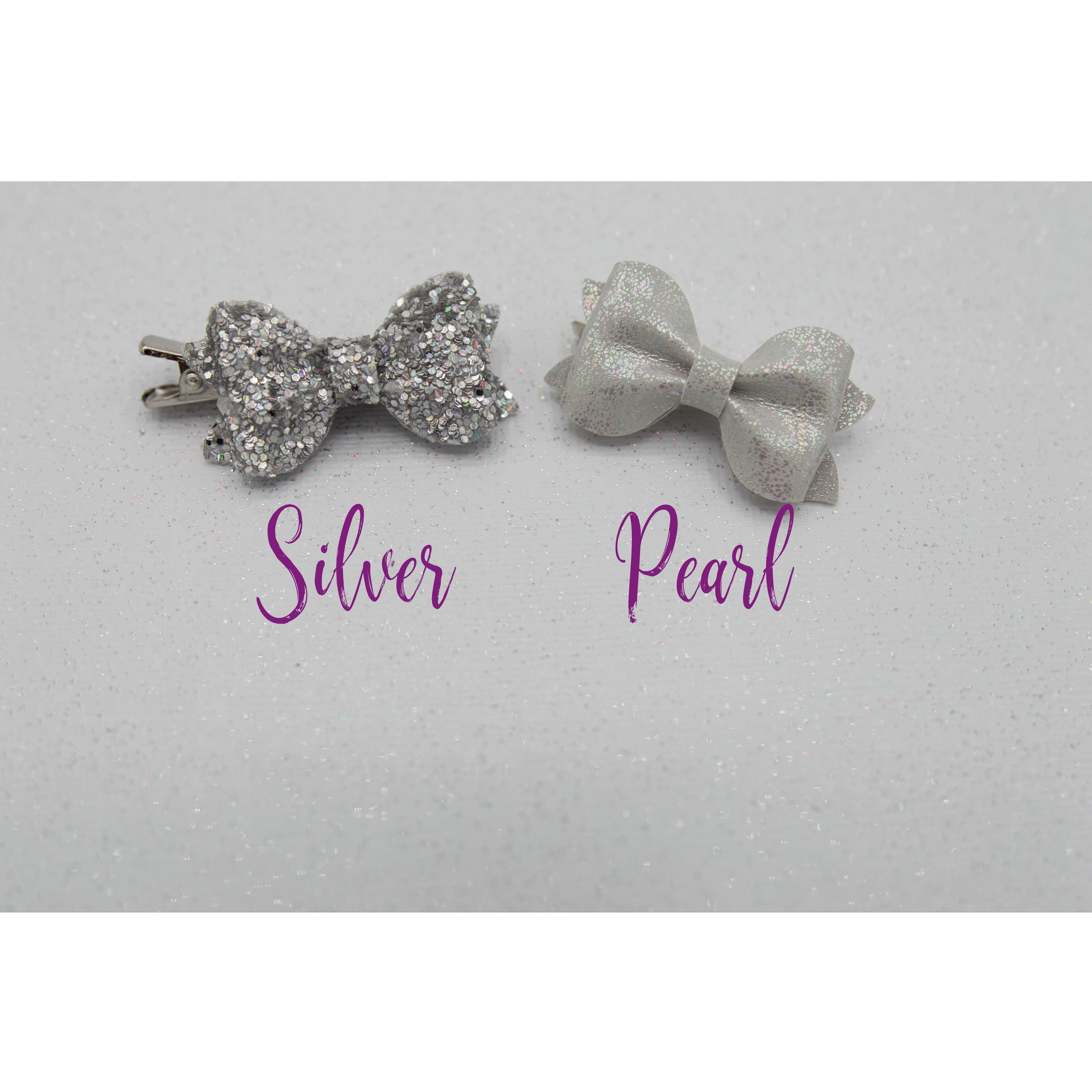 Silver sparkle or Pearl mini bow