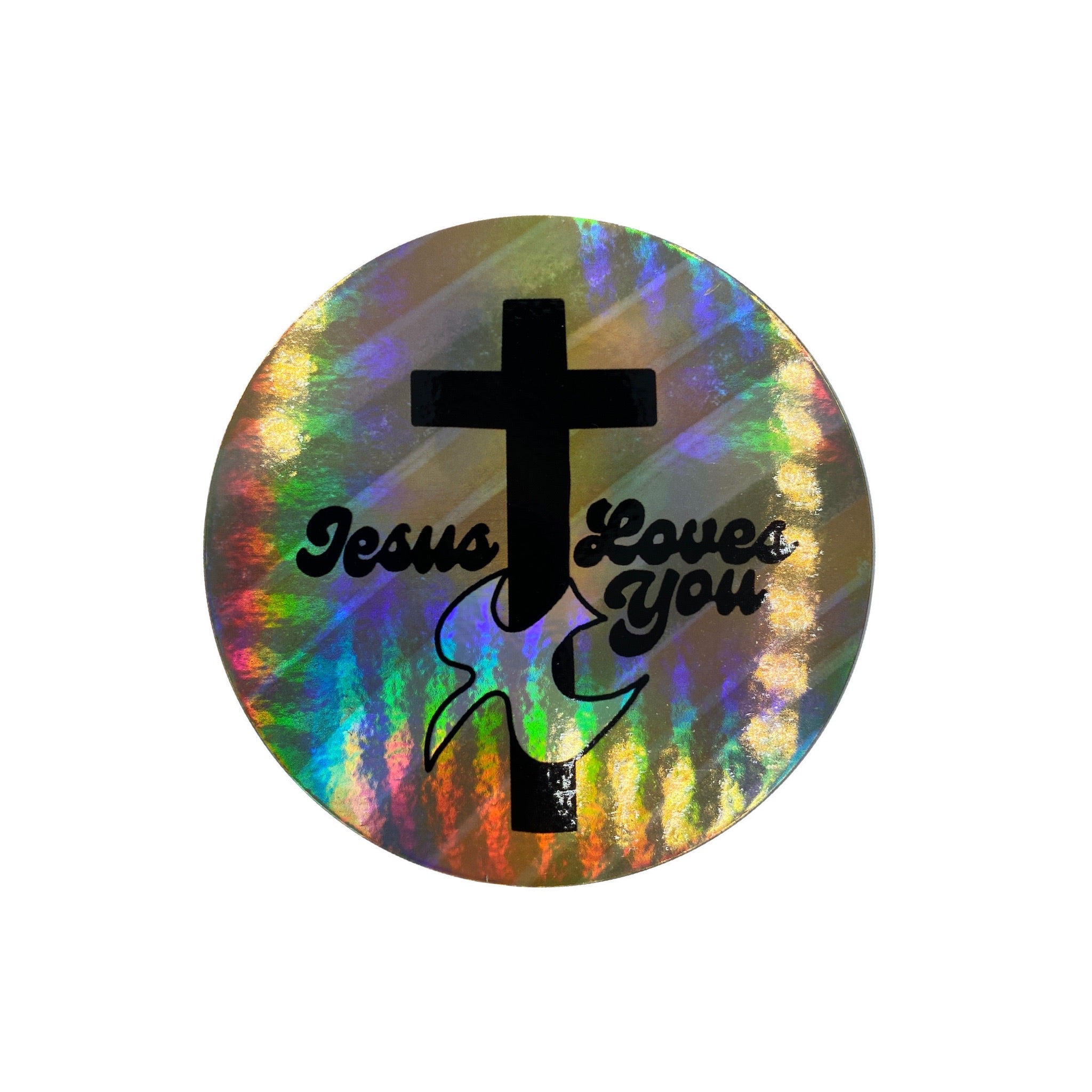 3x3 inch - Jesus Loves You  - Holographic Sticker