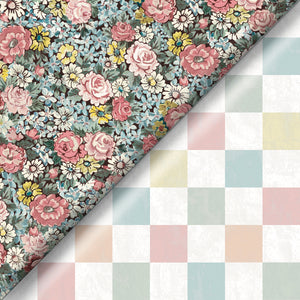 Vintage floral / grunge checkered smiles light  - Seamless Files