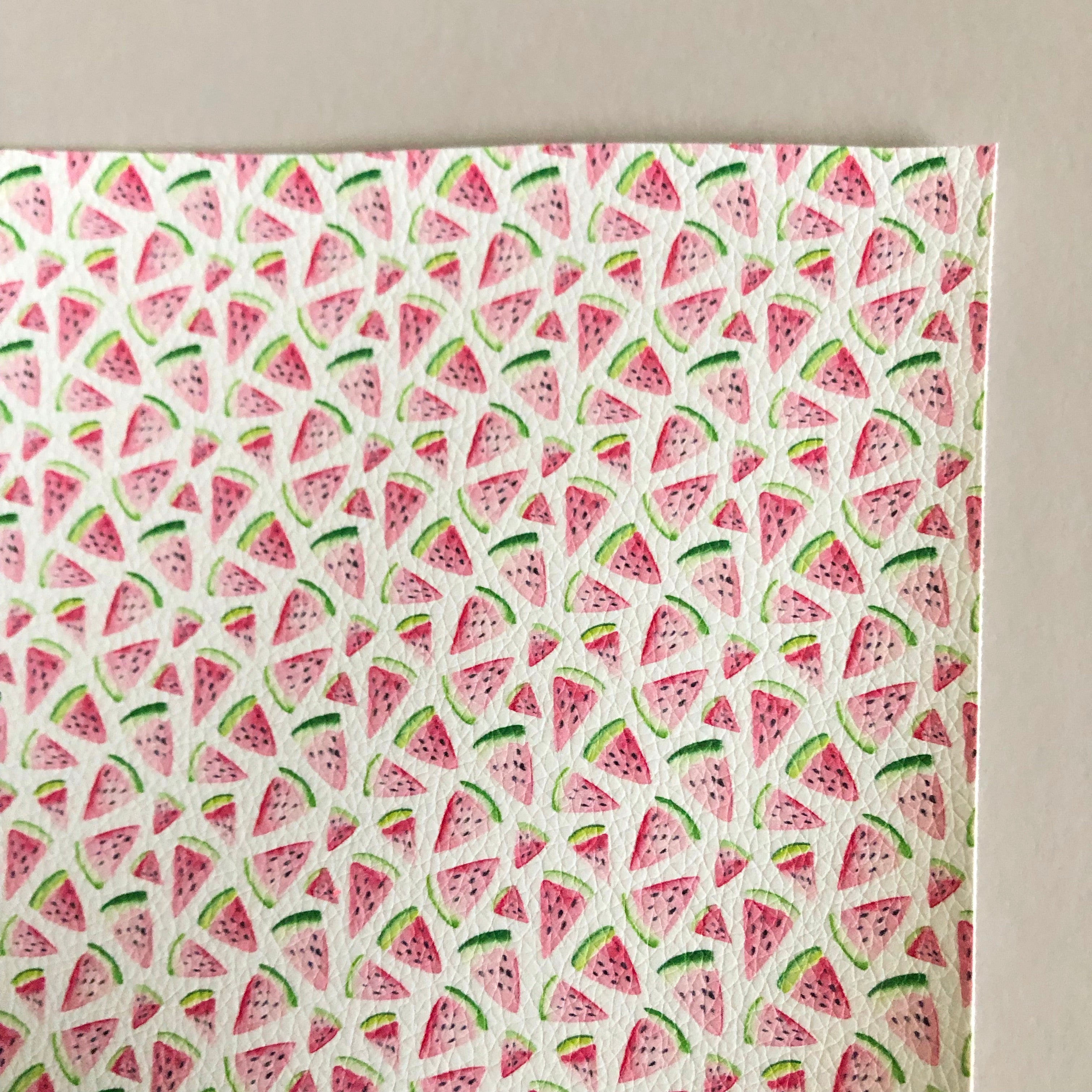 Summer watermelon watercolor faux leather
