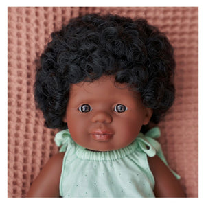 Miniland African America  girl black hair - PO*