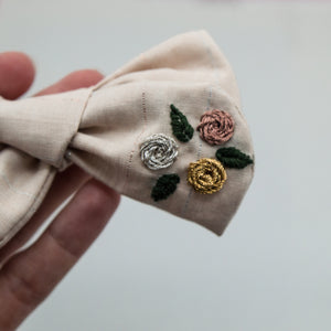 OOAK Embroidered Shimmer roses bow - NYE2