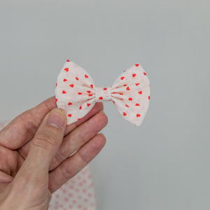 Vintage tiny red hearts 3 inch Bow- ATD kind