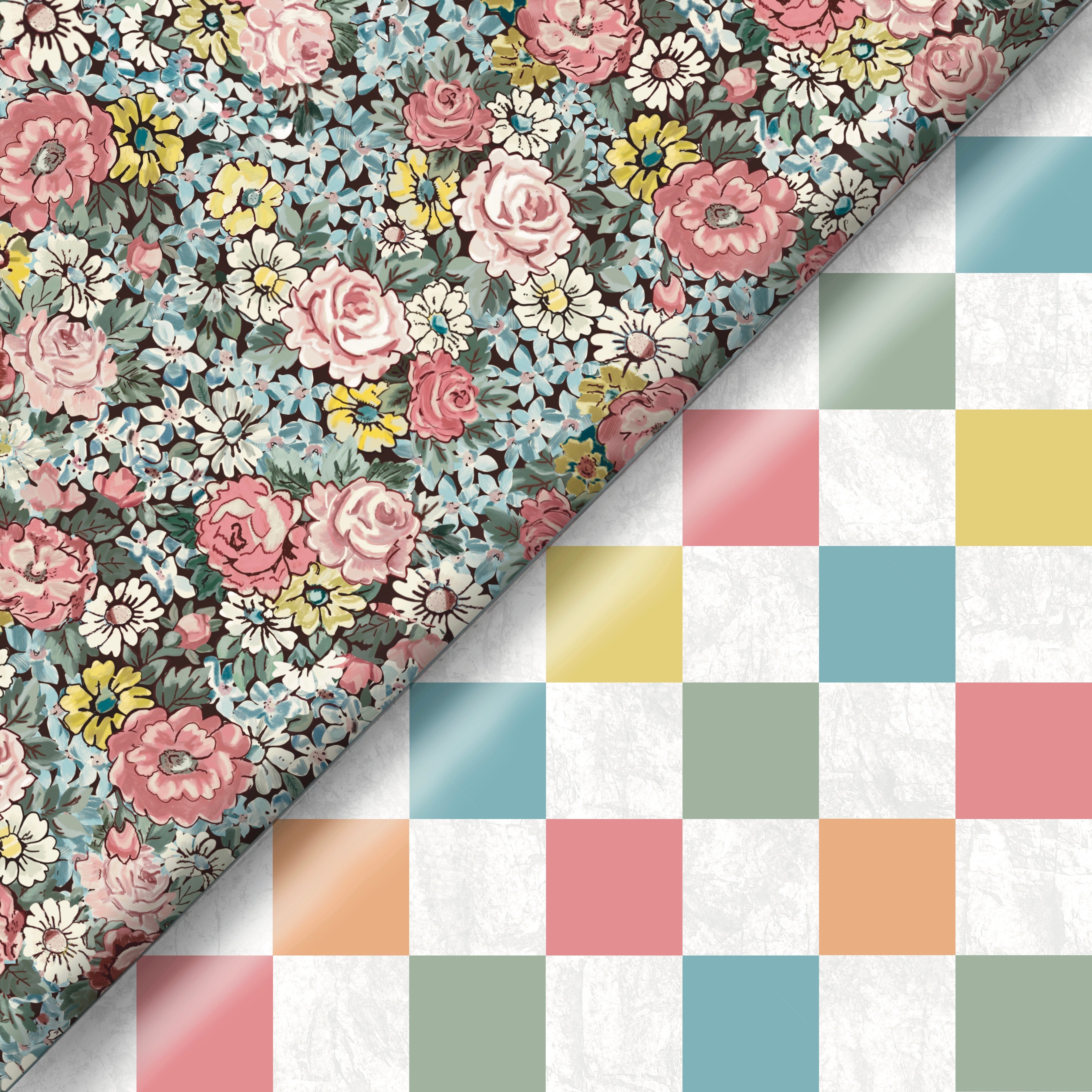 Vintage floral / grunge checkered smiles  - Seamless Files