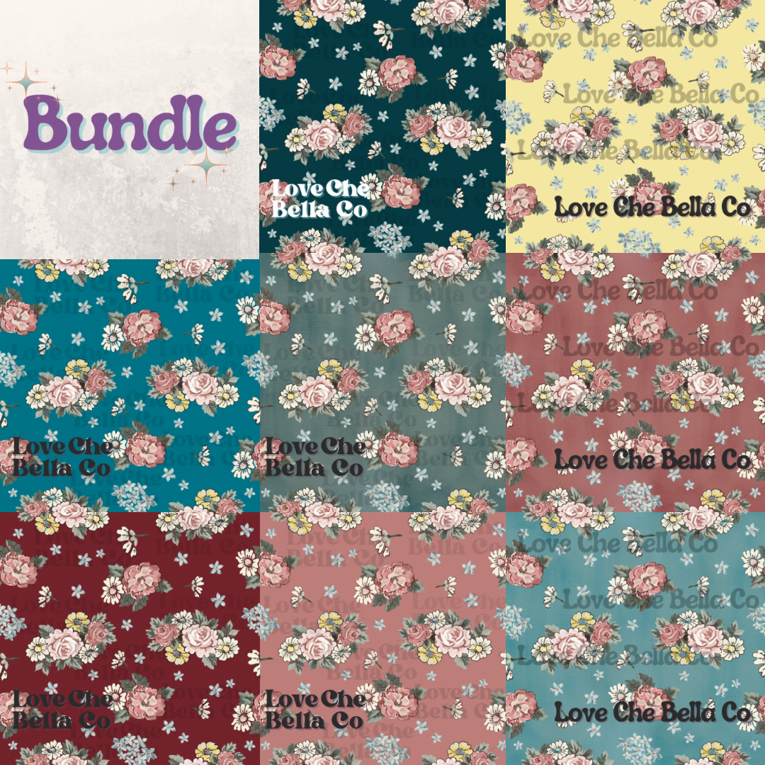 Vintage floral bouquets - bundle 8 Files