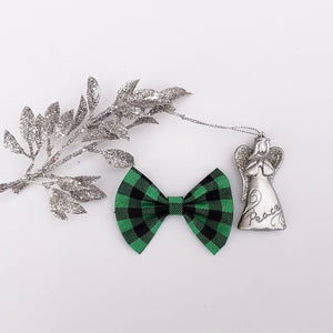 Green plaid bow tie - almost 3 inch