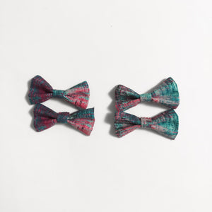 Tiny bow tie style - magenta hatched cotton