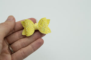 Lace sparkle yellow Juniper bow - 2.5 inch m21