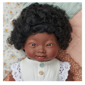 Miniland doll African American girl DS black hair - RTS