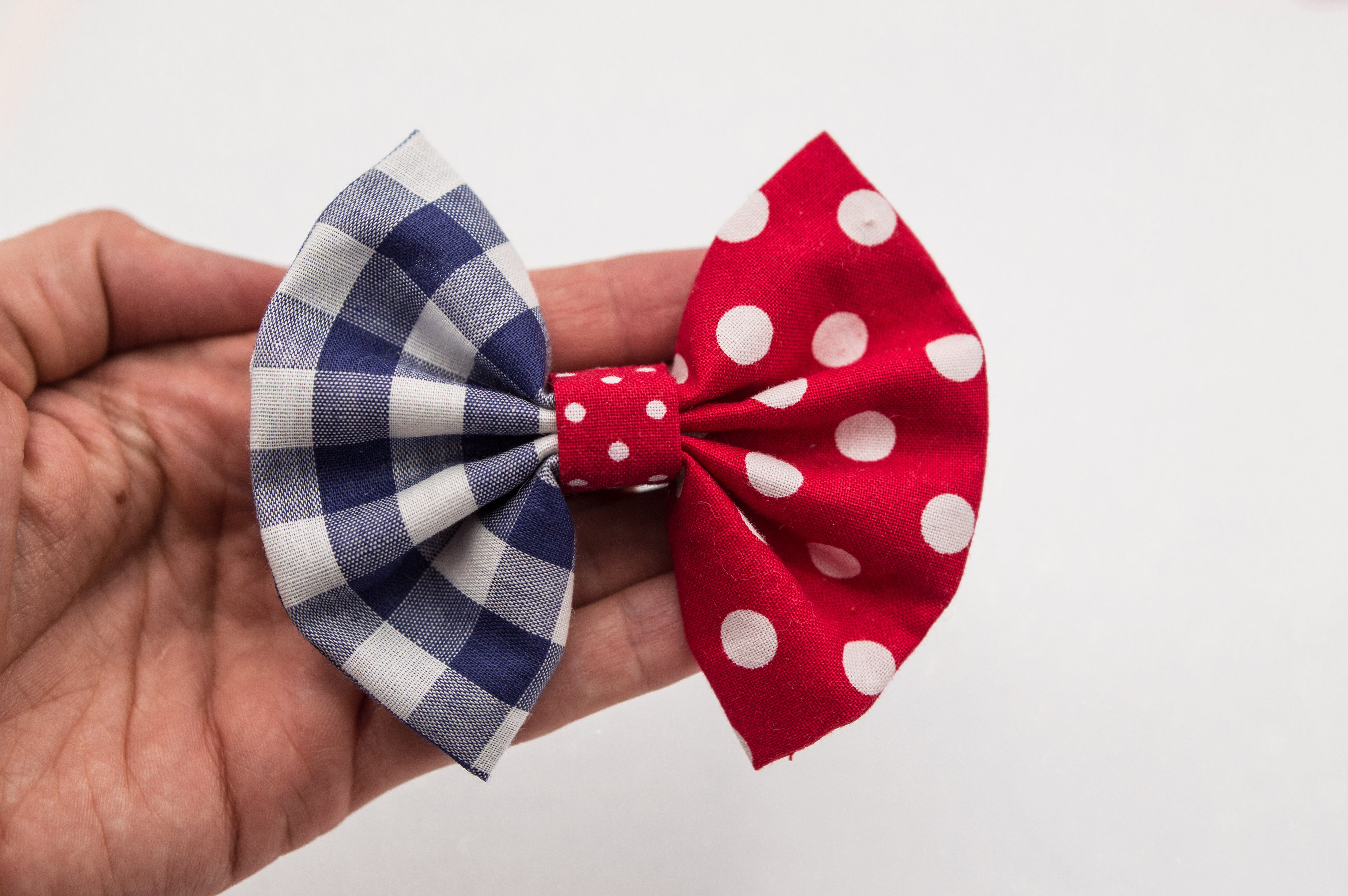 Dots and plaid 4 inch bow- LFR