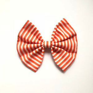 4 inch fall orange stripe bow