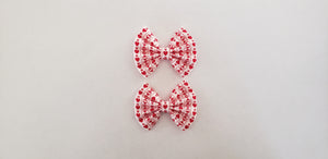 Vintage heart stripe fan bow