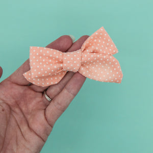 Orange creamsicle dotted Swiss Elloise Bow 3 inch - vintage - M21 -