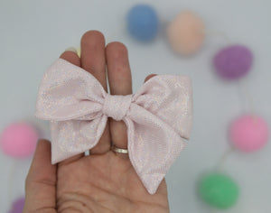 Pink Shimmer stretch Elloise Bow 4inch - HOPE - SS3