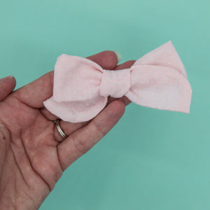 Pink dotted Swiss Elloise Bow 3 inch - vintage - M21 -