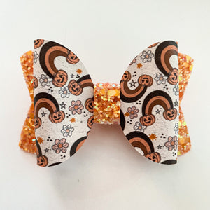 Pumpkin rainbows Layla bow -